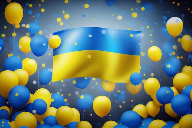 Bandera patriótica de Ucrania Celebración de la victoria de Ucrania IA generativa