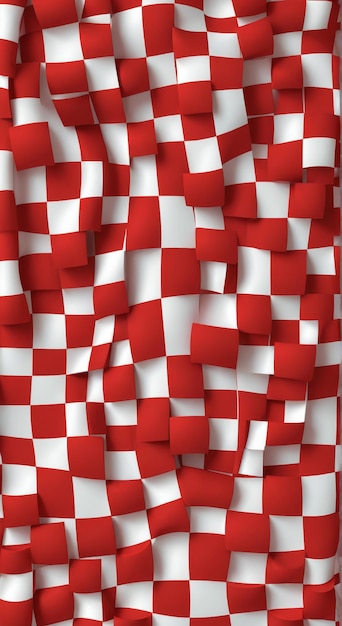 una bandera con un patrón a cuadros rojo y blanco