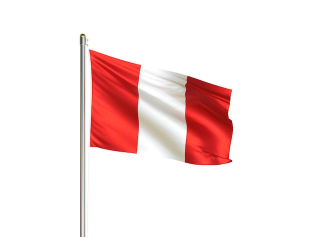 Bandera de Perú ondeando sobre fondo aislado Cerrar bandera ondeante Bandera de Perú ondeando en el viento