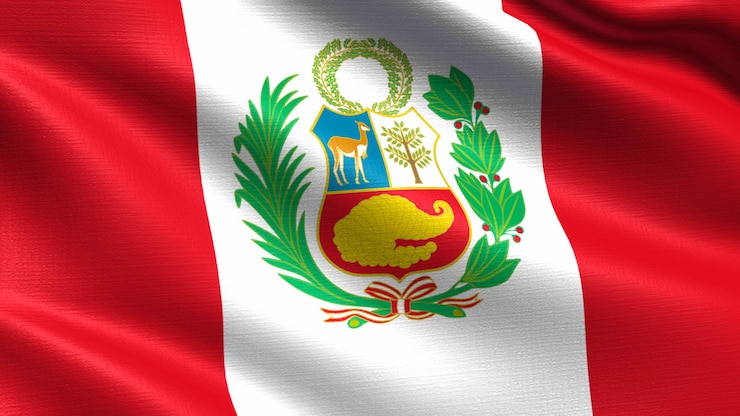 Bandera de Perú, con textura de tejido ondulado.