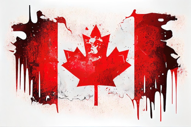 Bandera pintada a pincel de Canadá Ai generativo