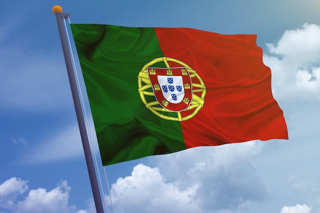 Bandera de portugal en el fondo del cielo