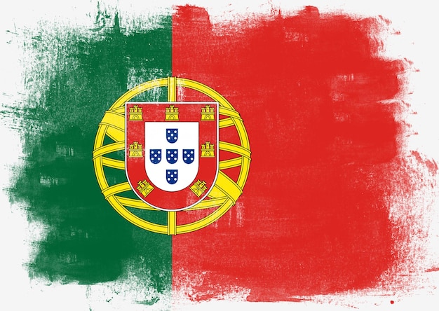 Foto bandera de portugal pintada con pincel