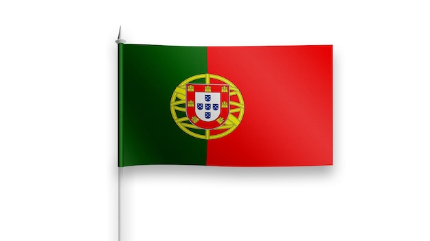 Bandera de Portugal sobre un fondo blanco.