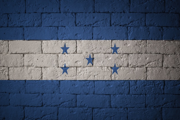 Bandera con proporciones originales. Primer plano de grunge bandera de Honduras