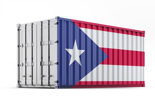 Bandera de Puerto Rico en contenedor de envío