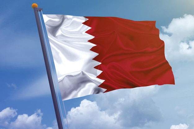 Bandera de Qatar en el fondo del cielo