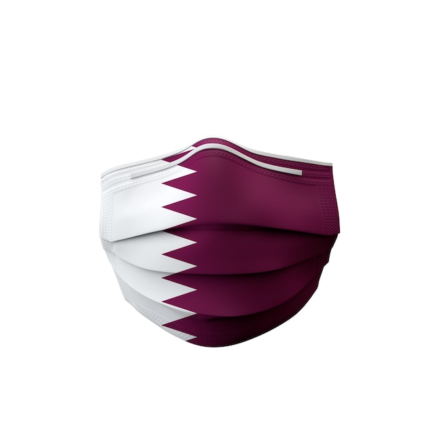 Bandera de qatar máscara médica protectora d renderizado
