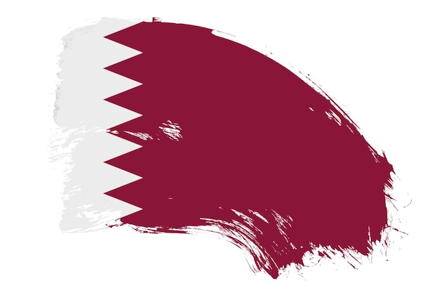 Bandera de Qatar sobre fondo blanco con efecto de textura de pincel abstracto