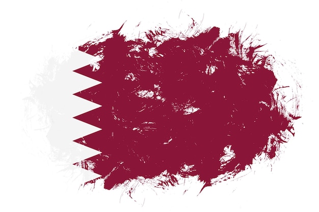 Bandera de Qatar sobre fondo de pincel de trazo abstracto