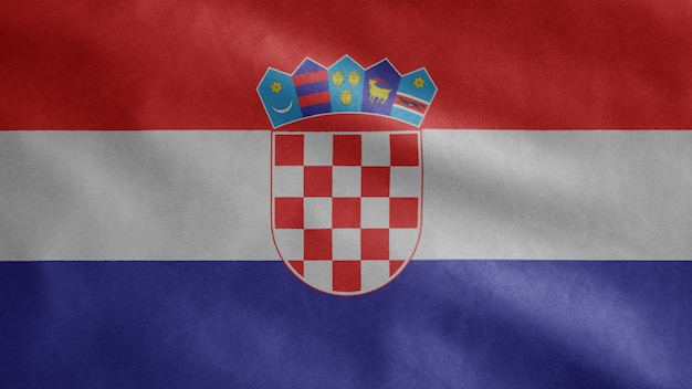 Bandera que agita croata en el viento