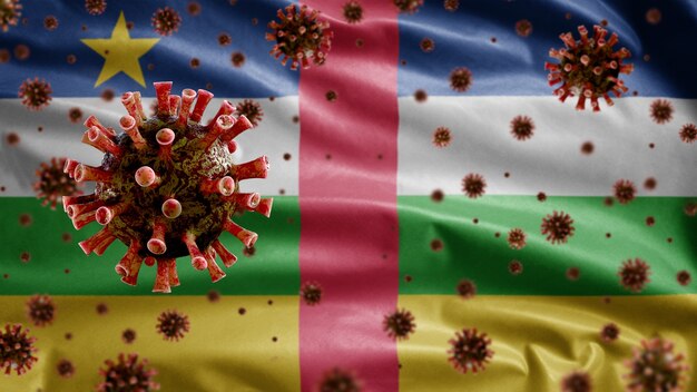 Bandera que agita de África central y virus del microscopio coronavirus