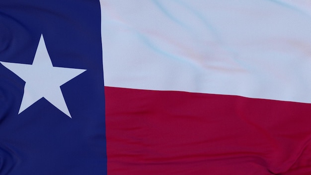 Bandera de la región del estado de Texas de los Estados Unidos ondeando en la representación del viento 3d