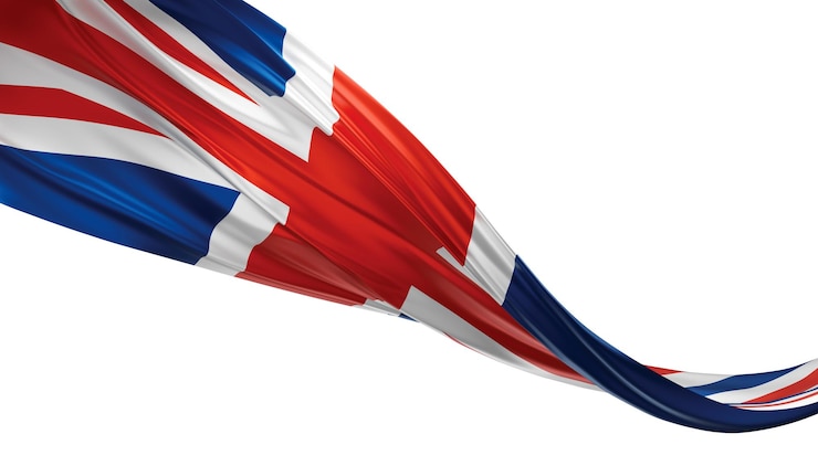 Foto bandera del reino unido aislada sobre fondo blanco 3d render