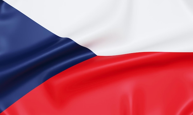 bandera, de, república checa, 3d, interpretación