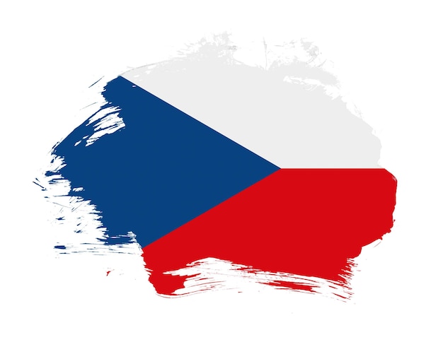 Bandera de la república checa pintada sobre fondo de trazo de pincel mínimo