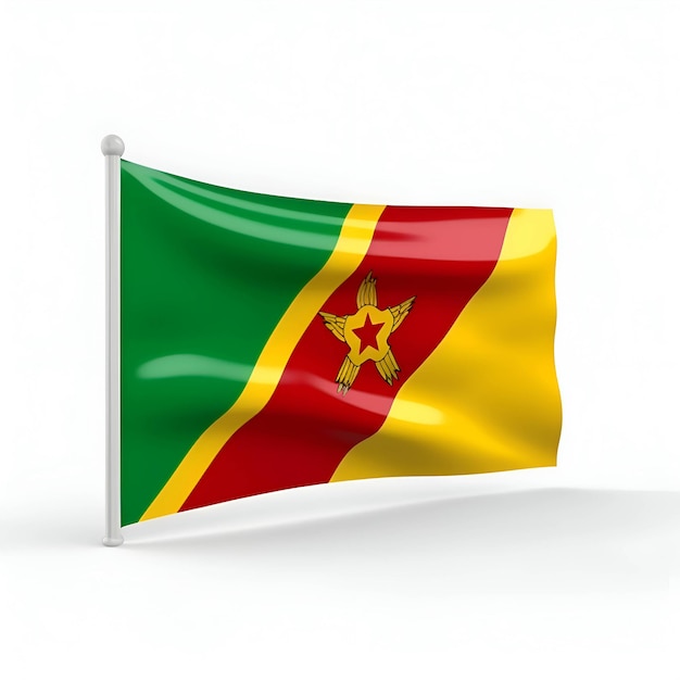 Foto bandera de la república del congo aislado en blanco con trazado de recorte