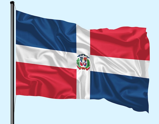 La bandera de la República Dominicana ondeando con el viento