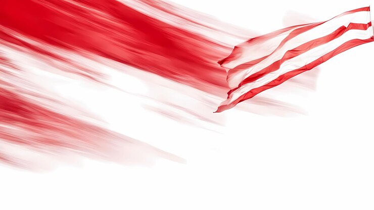 Una bandera roja y blanca está en la esquina de la imagen