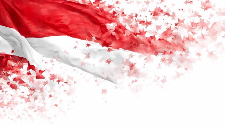 Una bandera roja y blanca está en la esquina de la imagen
