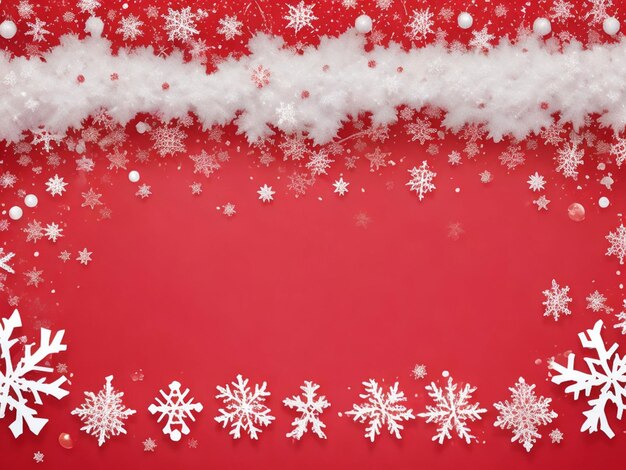 Foto bandera roja de navidad con copos de nieve feliz navidad