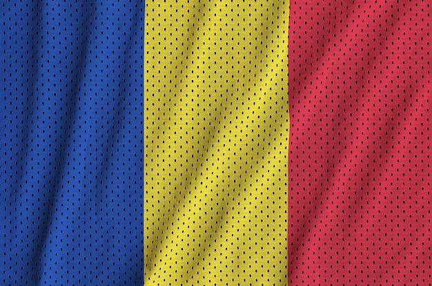 Bandera de Rumania impresa en una tela de malla de poliéster deportiva de nylon