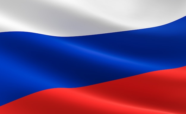 Foto bandera de rusia. ilustración de la ondulación de la bandera rusa.