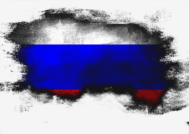 Bandera de rusia pintada con pincel