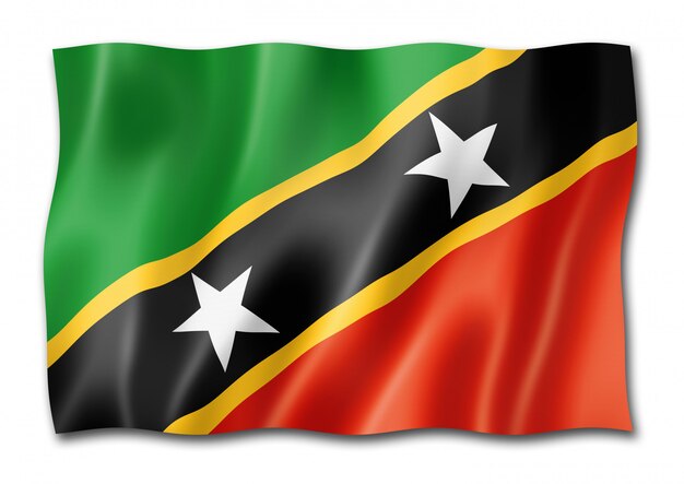 Bandera de Saint Kitts y Nevis aislado en blanco