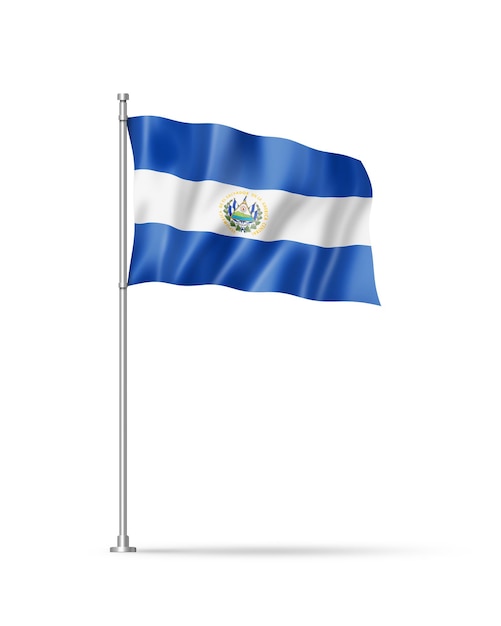 Bandera salvadoreña aislado en blanco