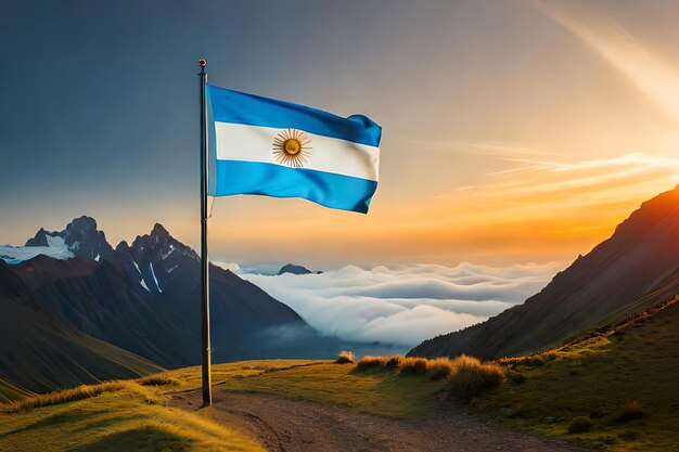 Bandera de la seda argentina de cerca realista