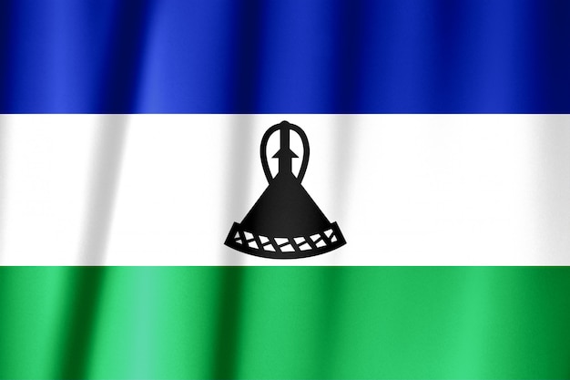 Bandera de seda de Lesotho. Bandera de Lesotho de tela de seda