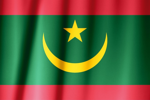 Bandera de seda de Mauritania. Mauritania Bandera de tela de seda