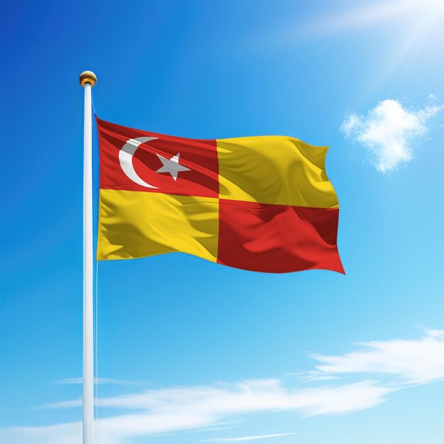 Foto la bandera de selangor es un estado de malasia en el mástil de la bandera