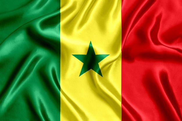 Bandera de Senegal de cerca de seda