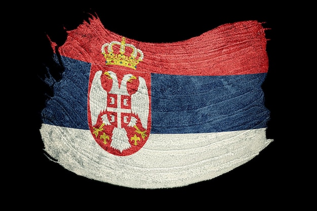 Bandera serbia gruesa. Serbia Trazo de pincel.