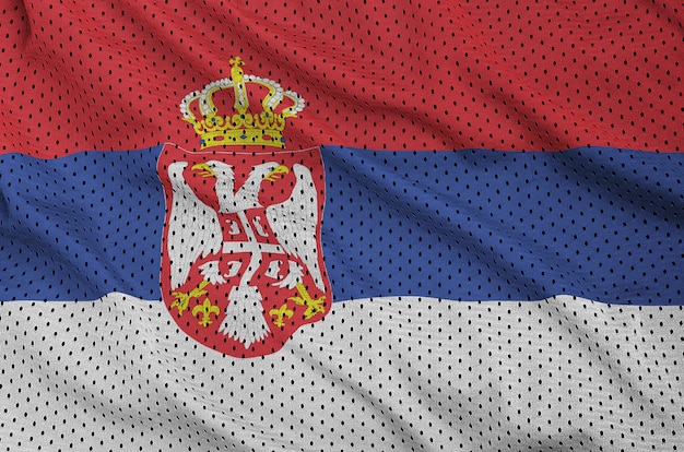 Bandera de Serbia impresa en una tela de malla de poliéster deportiva de nylon