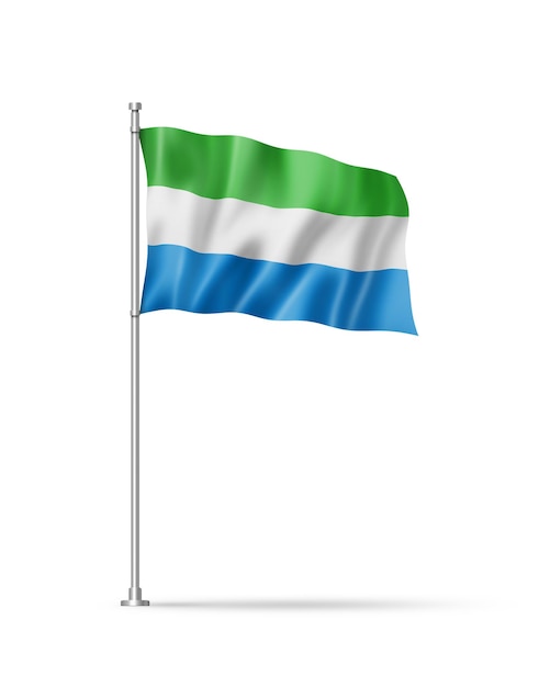 Bandera de Sierra Leona aislado en blanco