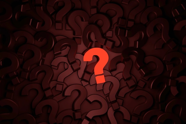 Bandera de signo de interrogación. Representación 3D.