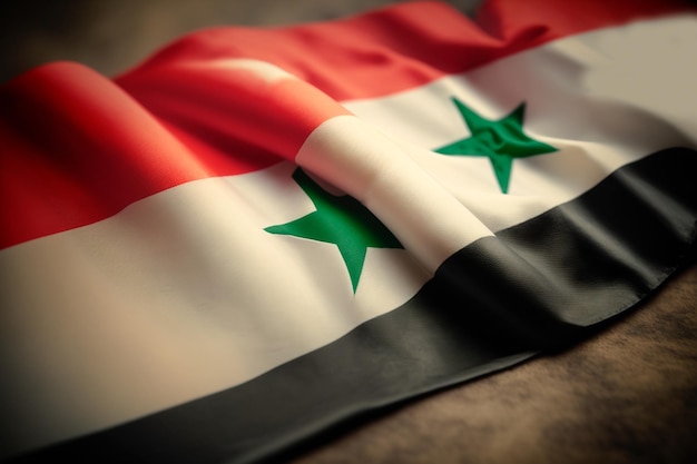 Bandera de Siria, concepto relacionado con el terremoto en Siria y Turquía. La solidaridad es un acto de bondad.