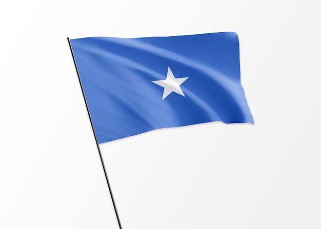 Bandera de Somalia ondeando alto en el fondo aislado Día de la independencia de Somalia