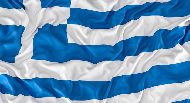 Bandera soplada por el viento de grecia render 3d