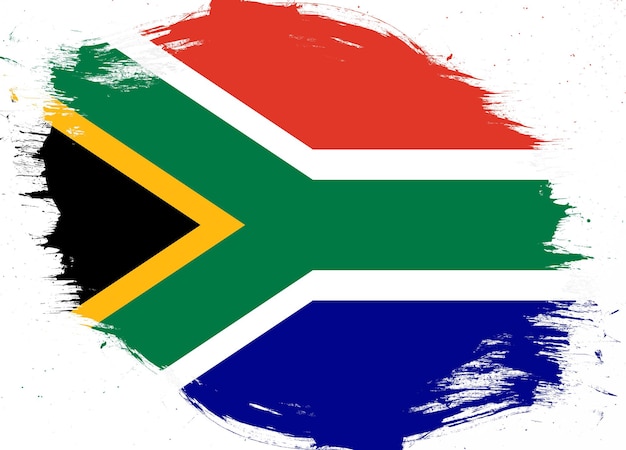 Bandera de sudáfrica sobre fondo de pincel grunge angustiado