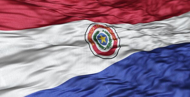 La bandera sudamericana del país de Paraguay es ondulada.