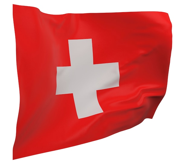 Bandera de Suiza aislada. Bandera que agita. Bandera nacional de suiza