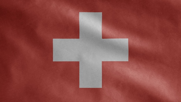 Bandera de Suiza ondeando en el viento