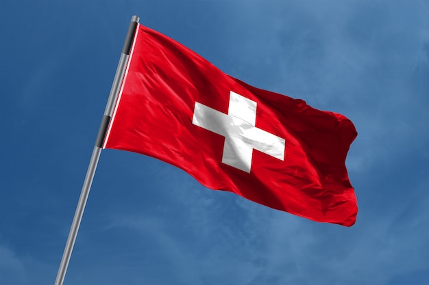 Bandera de Suiza ondeando