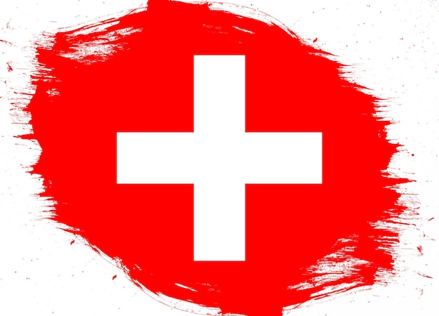 Bandera de Suiza sobre fondo de pincel grunge angustiado