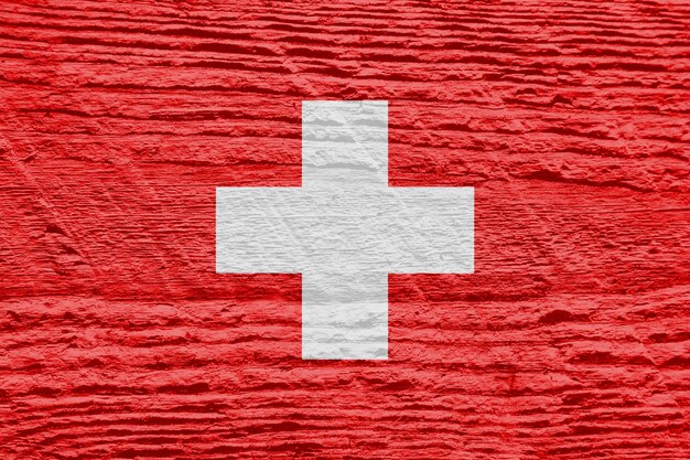 Bandera de Suiza con textura de madera