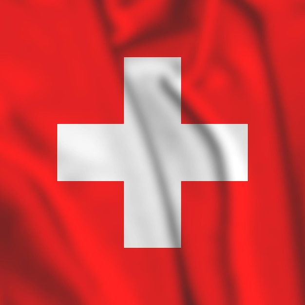 Bandera de Suiza en el viento. Ilustración de alta calidad.